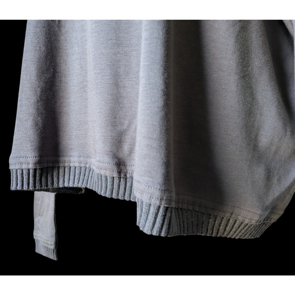 Planet Lauren G Gray Oversized Knit Collar Pima Cotton Modal T Shirt OSFM - Picture 6 of 7